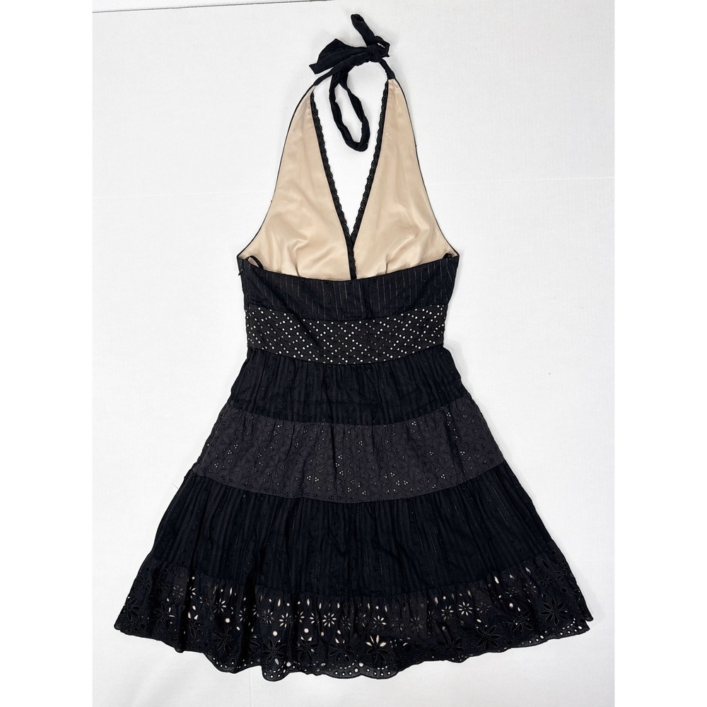 Vintage BCBGMAXAZRIA Y2K Fairy Grunge Halter Dress Size 2 Black Whimsygoth - Picture 2 of 7